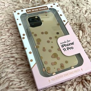 Clear Rose Gold Metallic Glitter Dots Phone Case for iPhone 11 Pro